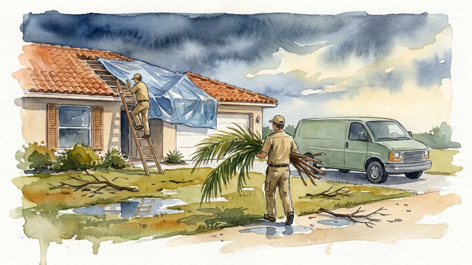 Paul Davis restoration crew on site after a Florida storm